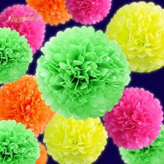 Blacklight Party Decorations – 12 PCS Fluorescent Neon Tissue Paper Pom Poms …