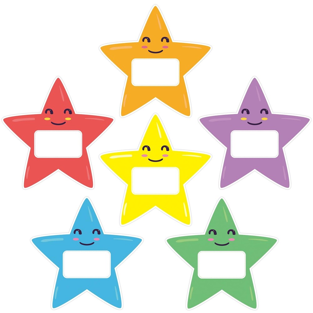 36 PCS Colorful Star Cutouts Student Bulletin Board Decorations Name Tags
