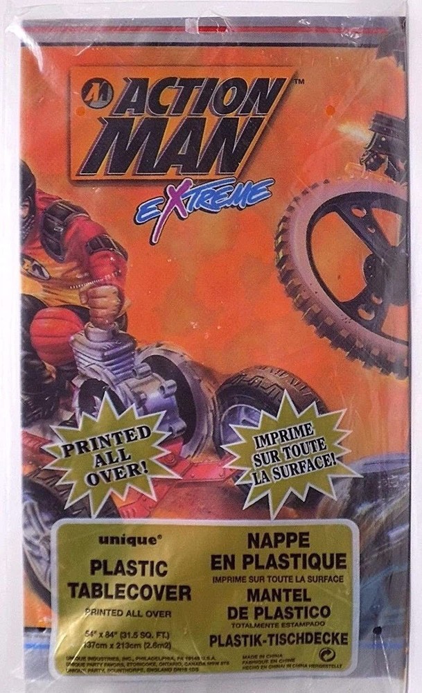 Action Man Extreme Plastic Tablecover Table Cloth 137cm x 213cm Vintage 1990s
