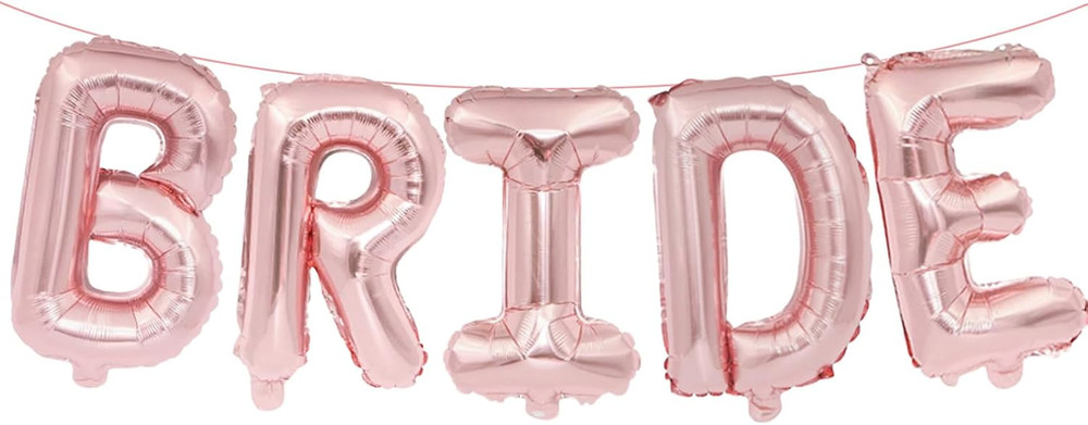16 Inch Rose Gold BRIDE Balloon Banner – Large Mylar Letter Balloons for Bridal