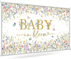 Baby in Bloom Backdrop Wildflower Baby Shower Party Decorations Watercolor Flora