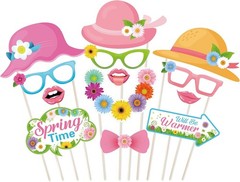 Spring Photo Booth Props with Sticks,Flowers Photo Booth Props, 25 Count
