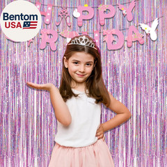 Pink Tinsel Curtain Party Backdrop – Foil Fringe Curtain Lilac Pink Party Strea