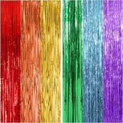 2 Pack Rainbow Party Backdrop Streamers Decorations Colorful Foil Fringe Curtain
