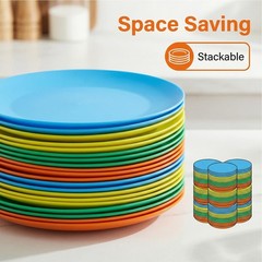AOYITE Plastic Dinner Plates Reusable BPA Free 10 inch, Assorted Colors