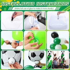 2 Sets Soccer Balloon Column Stand Kit with 4D Soccer, Green Black Star Foil …