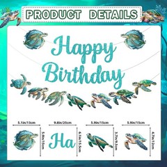 Sea Turtle Birthday Banner with Garland Hanging Swirls, Turtle Birthday Decorati