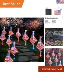 8-Mode Solar American Flag Lights – Perfect Outdoor Decoration for Memorial Day