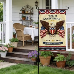 250th Anniversary Garden Flag – Majestic Bald Eagle for 4th of July Celebrations