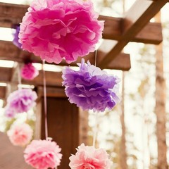 8″ Tissue Pom Poms Flowers, 5 Pack Paper Flower Ball for Wedding Bridal Showe…