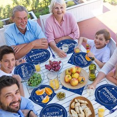 Silver Blue Retirement Dinnerware Set for 50 Guests