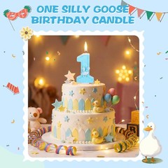 Charming Blue Goose 1st Birthday Candle – Long Burning & Cute Cake Topper