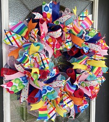 Birthday Balloon & Dot Party Front Door Deco Mesh Wreath Festive Bright Cheerful