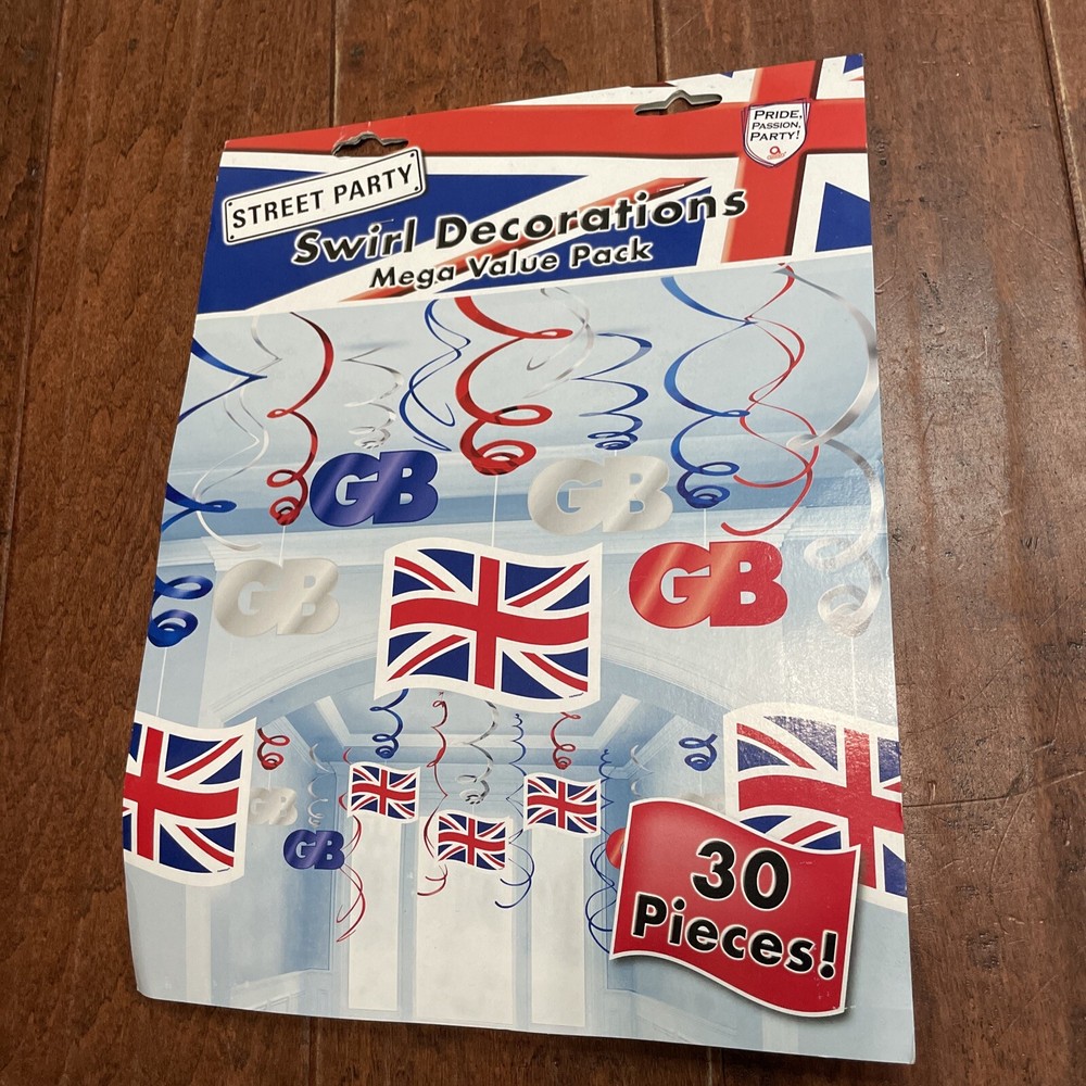 English Union Jack GB Party Supplies Decorations Set Kit Pack 30 Pieces NEW