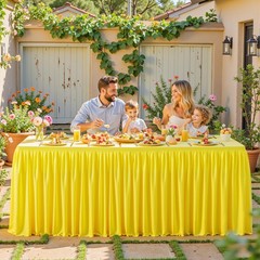 Party Talk 1 Pack Yellow Rectangle Table Clothes for 6 Foot Tables, Polyester Wr