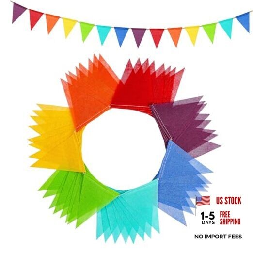 112 Rainbow in 2 Strings of 112 Flags(red+orange+yellow+green+cyan+navy+purple)