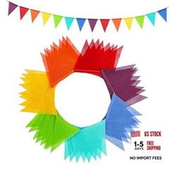 112 Rainbow in 2 Strings of 112 Flags(red+orange+yellow+green+cyan+navy+purple)