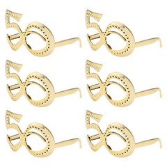 6-Pack Birthday Glasses with Rhinestones, 50th Photo Booth Props [Gold]