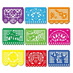 18 FT Cinco De Mayo Party Decorations, Fiesta Banner with 9 Plastic Papel Picado