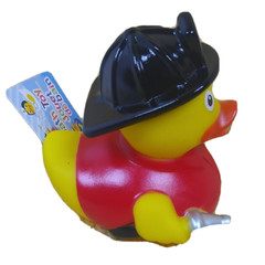 Fire Fighter Rubber Squeaker Duck 4 inch New