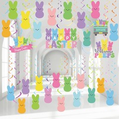 Easter Bunny Hanging Swirls Foil Ceiling Party Decorations Multi Color 36 PCS