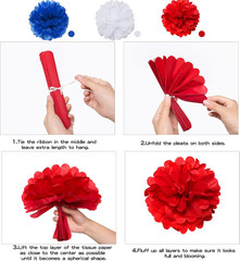 Blue White and Red Birthday Decorations, Patriotic Party Supplies Kit for Men Wo