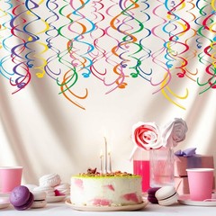 HonuGoGo 48‑Piece Multi-Color Paper Swirl Decorations – Hanging Party Swirls …