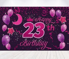 Happy 23th Birthday Backdrop Banner Poster – 185 x 110 cm/ 72.8 x 43.3 inc