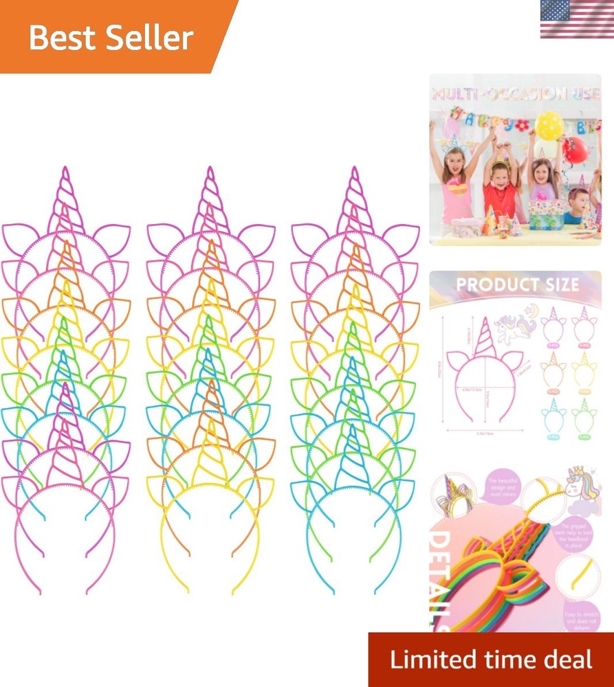 24 Pcs Unicorn Headbands Unicorn Birthday Party Favors,Plastic Hairbands for …