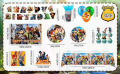 Zootopia Birthday Party Decoration 114 Pcs Disney Party Banner Balloos Cup Set