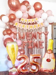 Rose Gold 25th Birthday Balloons – Funny Happy Birthday Decoration