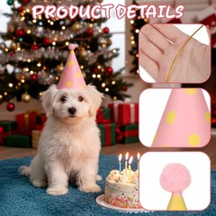 Adjustable Mini Birthday Hats for Dogs, Cats, and Stuffed Animals – 6 Pack