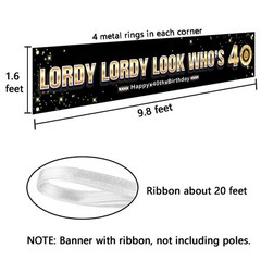 Lordy Lordy Look WhoS 40 Decorations Large Funny Forty Birthday Banner for Men