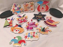Purim Multicolor Cartoon Clown Mask Hat Die Cut Shapes Table Decorations