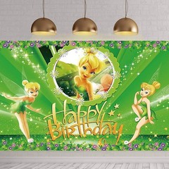 Tinker Bell Backdrop Peter Pan Birthday Background Fairy Party Decoration Banner
