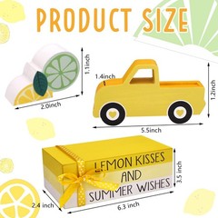 5 PCS Lemon Tiered Tray Decor, Rustic Book Stack & Truck with Lemon Wooden Si…