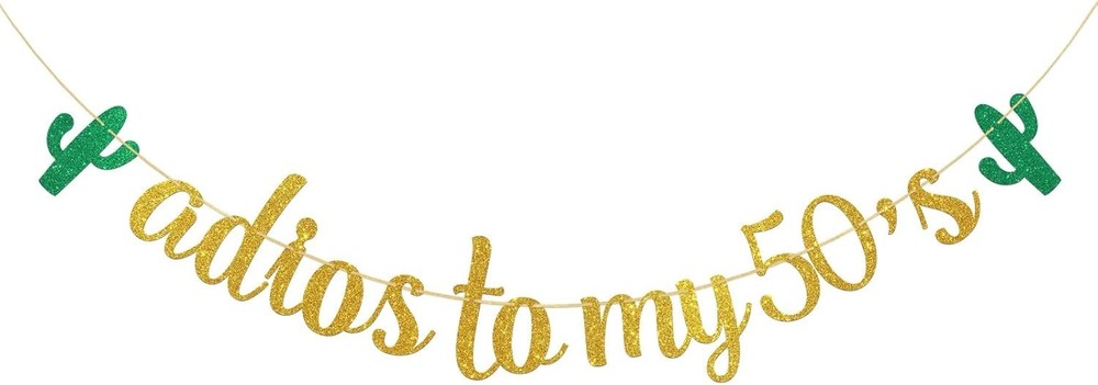 Adios to my 50’s Glitter Banner for 60th Birthday Theme NEW