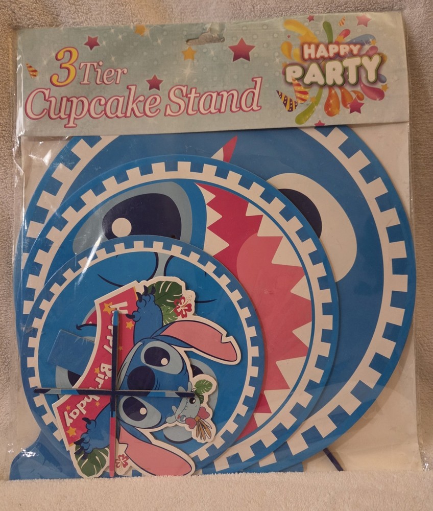 LILO & STITCH 3 TIER CARDBOARD CUPCAKE TREAT STAND BIRTHDAY PARTY DECORATION