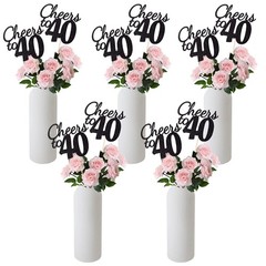 10 Pack Cheers To 40 Black Glitter 40th Birthday Centerpiece Topper Sticks