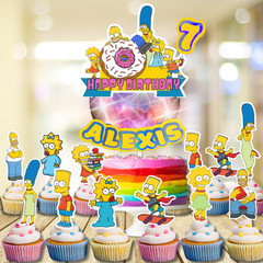 THE SIMPSONS GIFT BOX CAKE TOPPER CUPCAKE BALLOON BANNER SUPPLIES DECORATIONS