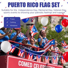 54 Pc Puerto Rico Party Decorations Set – 2 Puerto Rican Flag Banners, 10 Min…