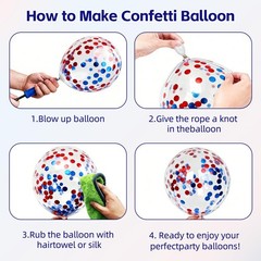 Red White and Blue Balloon Arch Kit,Red and Blue Confetti Balloon,Navy Blue P…