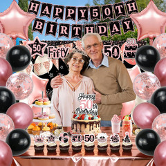 58Pcs Sweet 50Th Birthday Decorations for Girls | Birthday Decorations Crown and