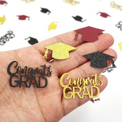 200 PCS Maroon Gold Graduation Confetti Class Of 2026 Glitter Table Scatter