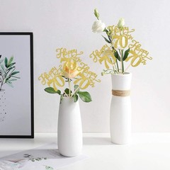 12 PCS Happy 70th Birthday Centerpiece Sticks Double Sided Gold Table Decor