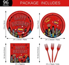 Spiderman Web Themed Birthday Disposable Tableware (Plates, Napkins, Forks)