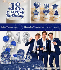 18Th Birthday Decorations for Boys, All-In-One Happy 18 Year Old Birthday Party