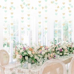 Sage-Green Gold Tea Party Decorations Heart Garland – 52Ft Sage-green Gold Tea