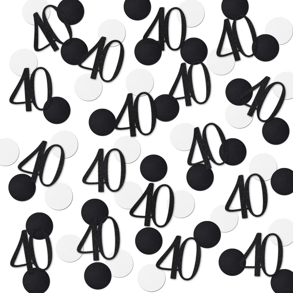 200 PCS Black Glitter 40th Birthday Number Confetti Table Decoration