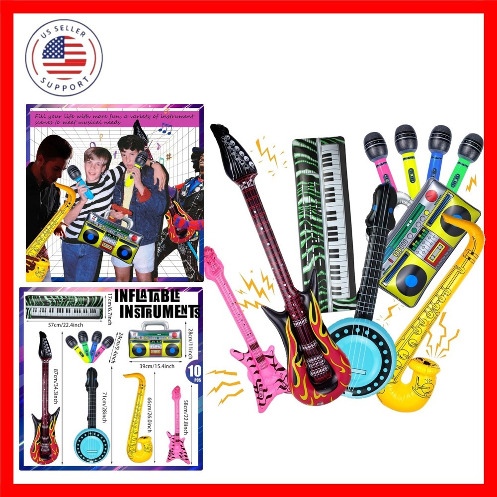 10 Pieces Inflatable Instruments Party Props Set Photo Booth Props Inflatable…
